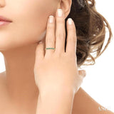 1.9 MM Emerald and 1/10 Ctw Round Cut Diamond Precious Band in 14K Yellow Gold