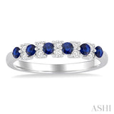 2.3 MM Sapphire and 1/5 Ctw Round Cut Diamond Precious Band in 14K White Gold