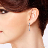 2.5 MM Round Cut Sapphire and 2 1/2 ctw Round Cut Diamond Precious Inside-Out Alternating Hoop Earrings in 14K White Gold