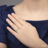 2.6 MM Emerald and 3/8 Ctw Round Cut Diamond Precious Wedding Band in 14K Yellow Gold