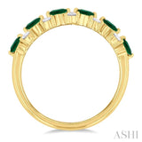 3 MM Emerald and 1/3 Ctw Round Cut Diamond Precious Band in 14K Yellow Gold