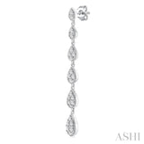 1/2 ctw Graduated Pear Shape Round Cut Diamond Fashion Long Earring in 14K White Gold