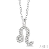 1/10 ctw Leo Round Cut Diamond Zodiac Pendant With Chain in 10K White Gold