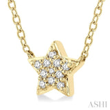 1/10 ctw Star Round Cut Diamond Petite Fashion Pendant With Chain in 14K Yellow Gold