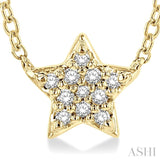 1/10 ctw Star Round Cut Diamond Petite Fashion Pendant With Chain in 14K Yellow Gold