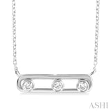 1/10 ctw Paperclip Bezel Set Round Cut Diamond Fashion Pendant With Chain in 14K White Gold