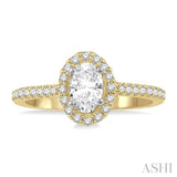 1/3 Ctw Oval Shape Semi-Mount Diamond Engagement Ring in 14K Yellow and White Gold