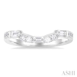 1/3 Ctw Curved Baguette and Round Cut Diamond Wedding Band in 14K White Gold