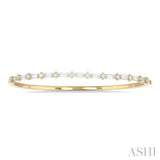 1 1/4 Ctw Baguette and Round Cut Diamond Fashion Bangle in 14K Yellow Gold