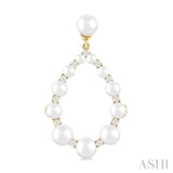 2 MM-4.5 MM Tear Drop Cultured Pearls and 1/4 Ctw Round Cut Diamond Fashion Earring in 10K Yellow Gold