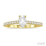 1/5 Ctw Oval Shape Round Cut Diamond Semi-Mount Engagement Ring in 14K Yellow Gold