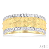 1/3 Ctw Double Pyramid Row Round Cut Diamond Fashion Wide Band in 14K Yellow Gold