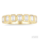 1 Ctw 7-Stone Bezel Set Emerald Cut Diamond Fashion Band in 14K Yellow Gold