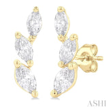 1/3 Ctw Graduated Marquise Cut Diamond Fashion Ear Climbers in 14K Yellow Gold