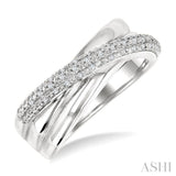 1/8 Ctw Bold Criss-Cross Round Cut Diamond Fashion Band in Sterling Silver