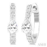 3/8 Ctw Pear Shape and Round Cut Diamond Fashion Huggie Petite Earrings in 14K White Gold