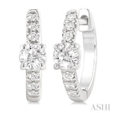 3/8 Ctw Round Shape Round Cut Diamond Fashion Huggie Petite Earrings in 14K White Gold