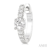 3/8 Ctw Round Shape Round Cut Diamond Fashion Huggie Petite Earrings in 14K White Gold