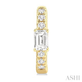 3/8 Ctw Octagon Shape and Round Cut Diamond Fashion Huggie Petite Earrings in 14K Yellow Gold