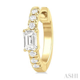 3/8 Ctw Octagon Shape and Round Cut Diamond Fashion Huggie Petite Earrings in 14K Yellow Gold
