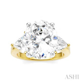 1 1/10 Ctw Oval Shape Trillion Cut & Round Cut Diamond Semi-Mount Engagement Ring in 14K Yellow and White Gold
