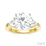 1/2 Ctw Circular Shape Trillion and Round Cut Diamond Semi-Mount Engagement Ring in 14K Yellow and White Gold