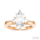 1/4 Ctw Marquise Shape Trillion and Round Cut Diamond Semi-Mount Engagement Ring in 14K Rose and White Gold