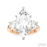 1 Ctw Tri-Mount Marquise Shape Center Round Cut Diamond Semi-Mount Engagement Ring in 14K Rose and White Gold