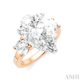 1 Ctw Tri-Mount Pear Shape Round Cut Diamond Semi-Mount Engagement Ring in 14K Rose and White Gold