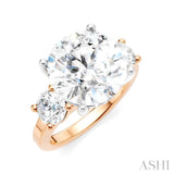 1 Ctw Tri-Mount Past, Present and Future Round Cut Diamond Semi-Mount Engagement Ring in 14K Rose and White Gold