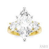 1 Ctw Tri-Mount Marquise Shape Center Round Cut Diamond Semi-Mount Engagement Ring in 14K Yellow and White Gold