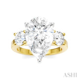 1 Ctw Tri-Mount Pear Shape Round Cut Diamond Semi-Mount Engagement Ring in 14K yellow and White Gold