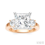 1/2 Ctw Tri-Mount Princess Shape Round Cut Diamond Semi-Mount Engagement Ring in 14K Rose and White Gold