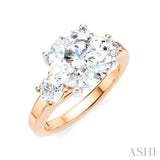 1/2 Ctw Tri-Mount Past, Present and Future Round Cut Diamond Semi-Mount Engagement Ring in 14K Rose and White Gold