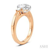 1/4 Ctw Tri-Mount Pear Shape Round Cut Diamond Semi-Mount Engagement Ring in 14K Rose and White Gold