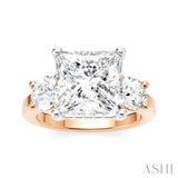 1 Ctw Tri-Mount Princess Shape Round Cut Diamond Semi-Mount Engagement Ring in 14K Rose and White Gold
