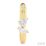 3/8 Ctw Marquise and Pear Cut Diamond Ribbed Hoop Fashion Earrings in 14K Yellow Gold