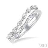 1/4 ctw Split Curved Twin Row Round Cut Diamond Fashion Band in 14K White Gold