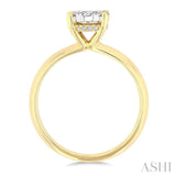 1/2 Ctw Knife Edge Shank Oval Shaped Lovebright Round Cut Diamond Ring in 14K Yellow and White Gold