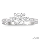 5/8 ctw Diamond Engagement Ring with 3/8 ct Round Cut Center Stone in 14K White Gold