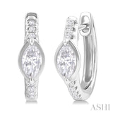 1/3 Ctw Marquise Centerpiece and Round Cut Diamond Fashion Huggie Earrings in 14K White Gold
