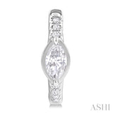 1/3 Ctw Marquise Centerpiece and Round Cut Diamond Fashion Huggie Earrings in 14K White Gold