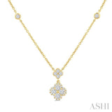 1/2 Ctw Clover Round Cut Diamond Station Necklace in 14K Yellow Gold