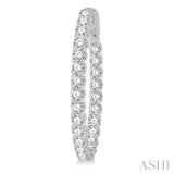 4 Ctw Inside-Out Round Cut Diamond Oval Shape Hoop Earrings in 14K White Gold
