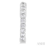 1 Ctw Inside-Out Embellished Round Cut Diamond Hoop Earrings in 14K White Gold