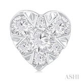 1/6 Ctw Lovebright Petite Heart Shape Round Cut Diamond Fashion Stud Earring in 10K White Gold