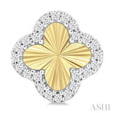 1/5 Ctw Fluted Texture 4-Leaf Clover Round Cut Diamond Fashion Stud Earring in 14K Yellow and White Gold