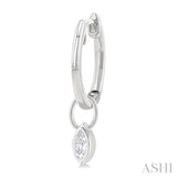 1/3 ctw Bezel Set Marquise Cut Diamond Huggie Earrings in 14K White Gold