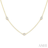 1 Ctw Bezel Set Oval Cut Diamond Station Necklace in 14K Yellow Gold