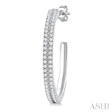 1/3 ctw Double Row Round Cut Diamond Fashion Half Hoop Earring in 10K White Gold